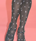 Voila Leg Fashions : Red & Black Hearts sprinkled all over White Tights.
